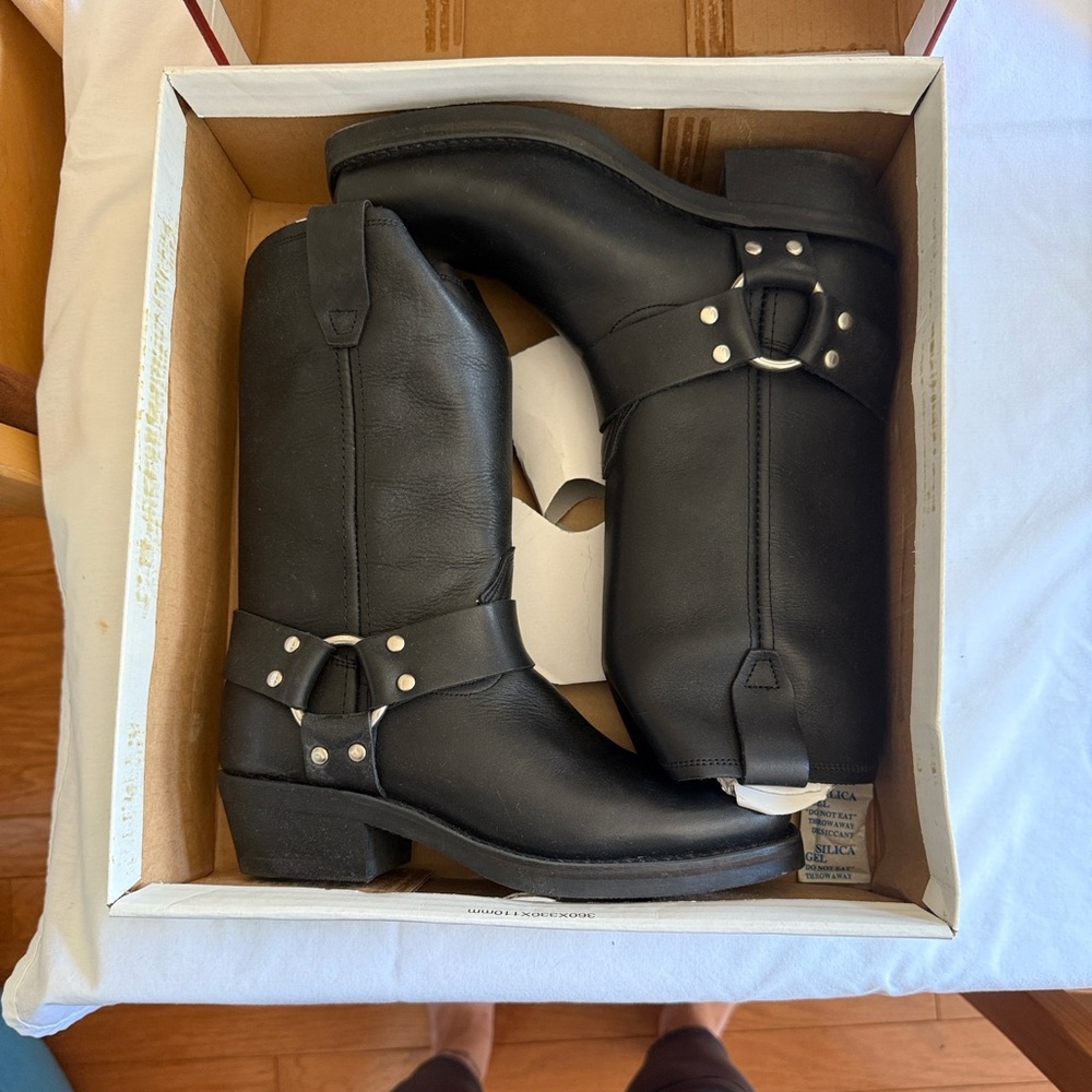 Dingo Black Leather Combat Boots